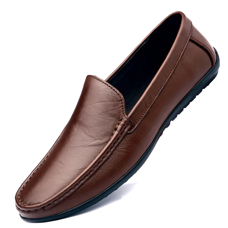 

Slip on Casual Leather Shoes Men Loafers Concise Style Black Brown Loafer Spring Autumn Italian Brand Designer