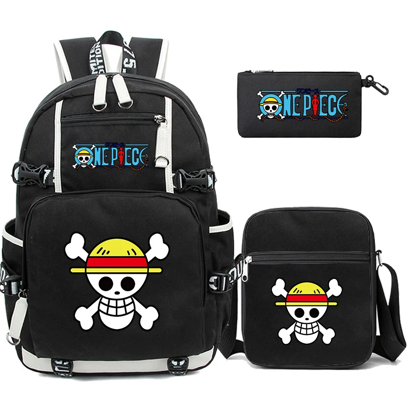 

3 шт./набор аниме цельный Большой Вместительный рюкзак Обезьяна D. Luffy школьные сумки для подростков, рюкзаки для мальчиков и девочек, возвращение в школу