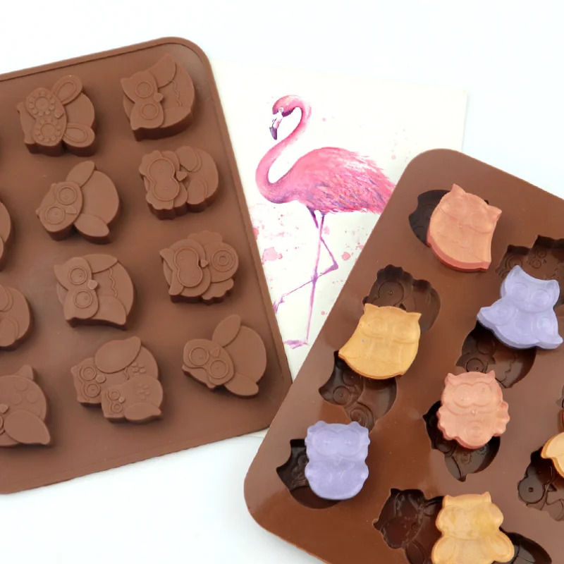 

12 cavity owl Silicone chocolate Mold Kitchen Bakeware Desserts Baking Mousse Moulds Pan Tools