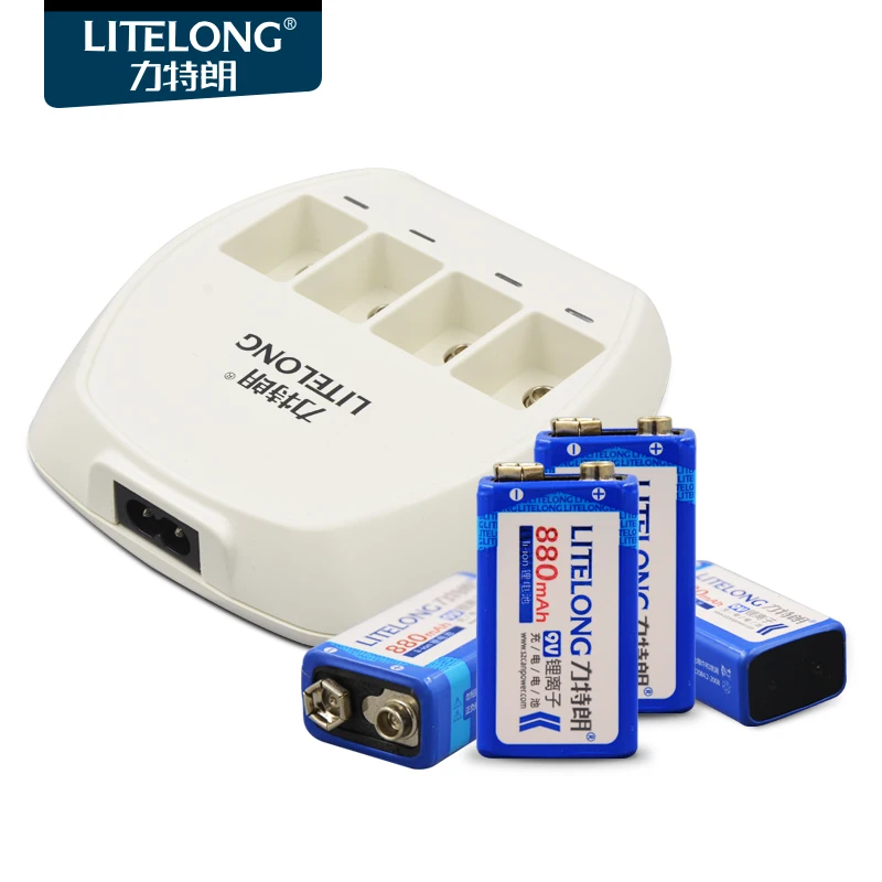 LITELONG 9v lithium battery charger set, intelligent 9v battery fast charge charger + 4pcs 880mah 9V Rechargeable batteries
LITELONG 9v lithium battery charger set, intelligent 9v battery fast charge charger + 4pcs 880mah 9V Rechargeable batteries