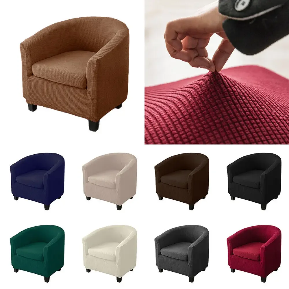 

2 Piece Jacquard Stretch Tub Chair Covers Elastic Club Armchair Slipcover Single Tub Couch Sofa Cover Furniture Protector