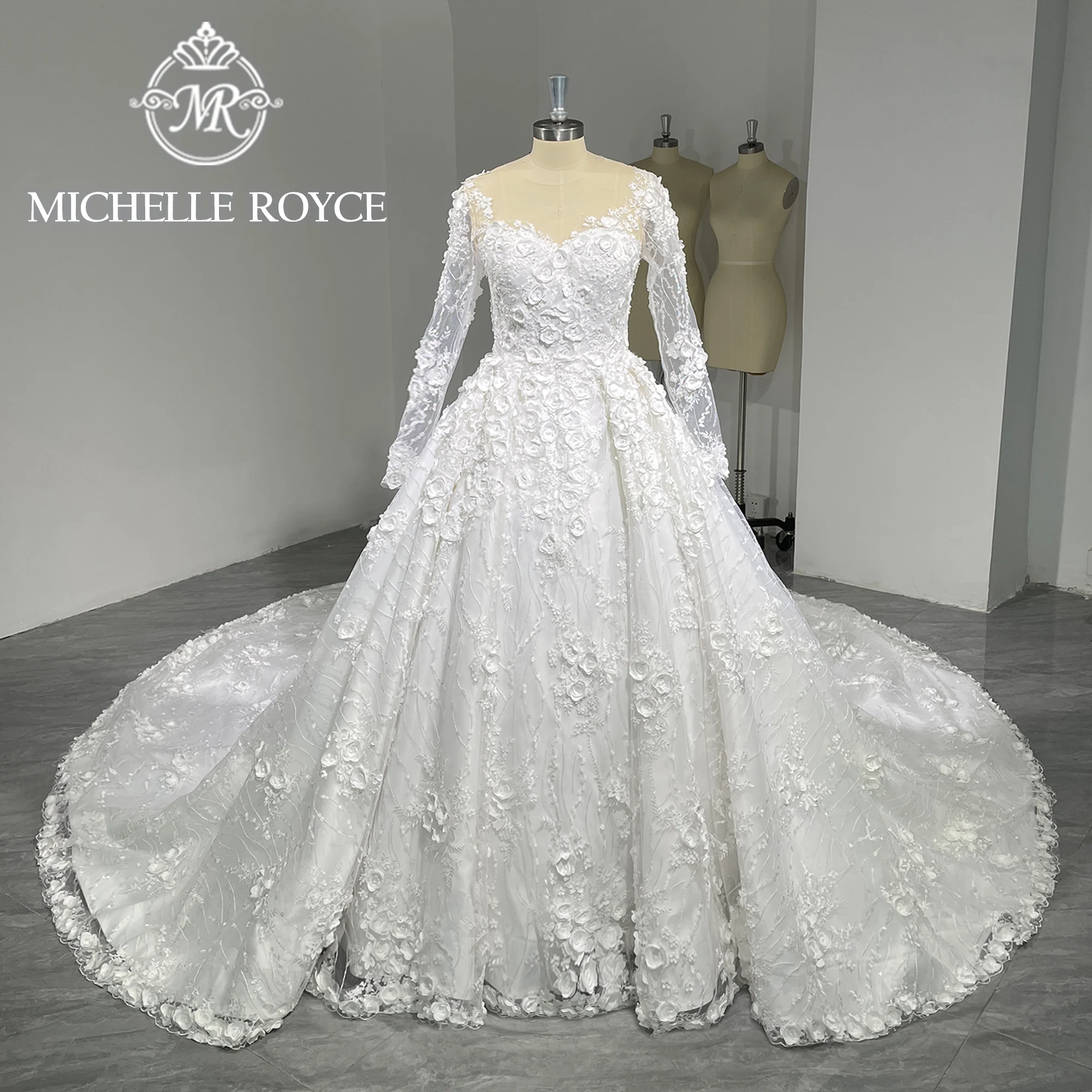 Michelle Royce Extravagant Ball Gown Wedding Dress 2024 Sweetheart 3D Flowers Button Long Sleeves Wedding Gown Vestidos De Novia
Michelle Royce Extravagant Ball Gown Wedding Dress 2024 Sweetheart 3D Flowers Button Long Sleeves Wedding Gown Vestidos De Novia