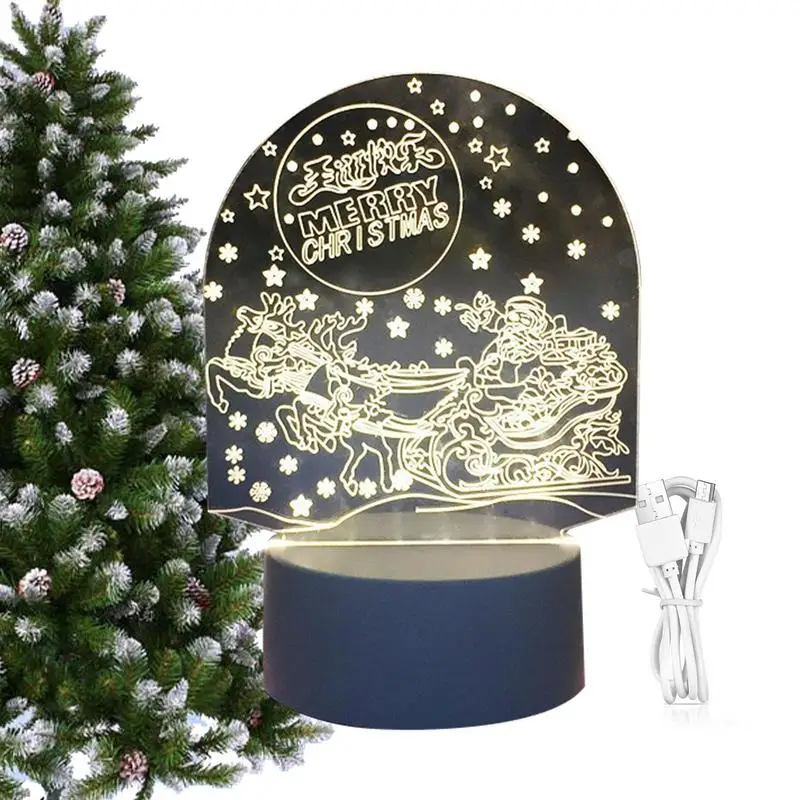

Рождественская 3D лампа, Акриловая Рождественская Светодиодная настольная лампа с сенсорным управлением, украшения для спальни и праздничные подарки для гостиной, спальни