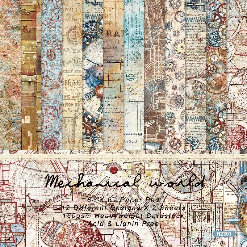 6"12/24 Sheets Mechanical World Single-side Printed Pattern Creative Papercraft Art Paper Handmade Scrapbooking Kit Set Books
6"12/24 Sheets Mechanical World Single-side Printed Pattern Creative Papercraft Art Paper Handmade Scrapbooking Kit Set Books