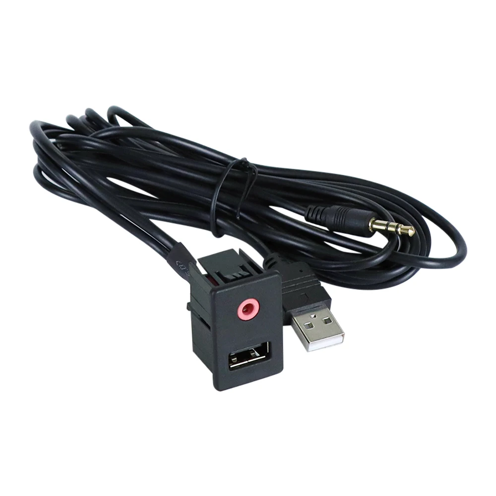 

1.5M Car RCA Cable Adapter Switch 3.5mm Audio Jack AUX USB Cable Extention Mount Panel RCA Cable For Toyota Volkswagen