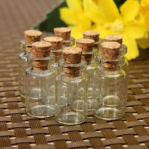 

10pcs 0.5ml/1ml/2ml/5ml Small Bottle Glass Jars Decor DIY Clear Containers Mini Massage Vials Ornaments Cork Stopper Mason Pots