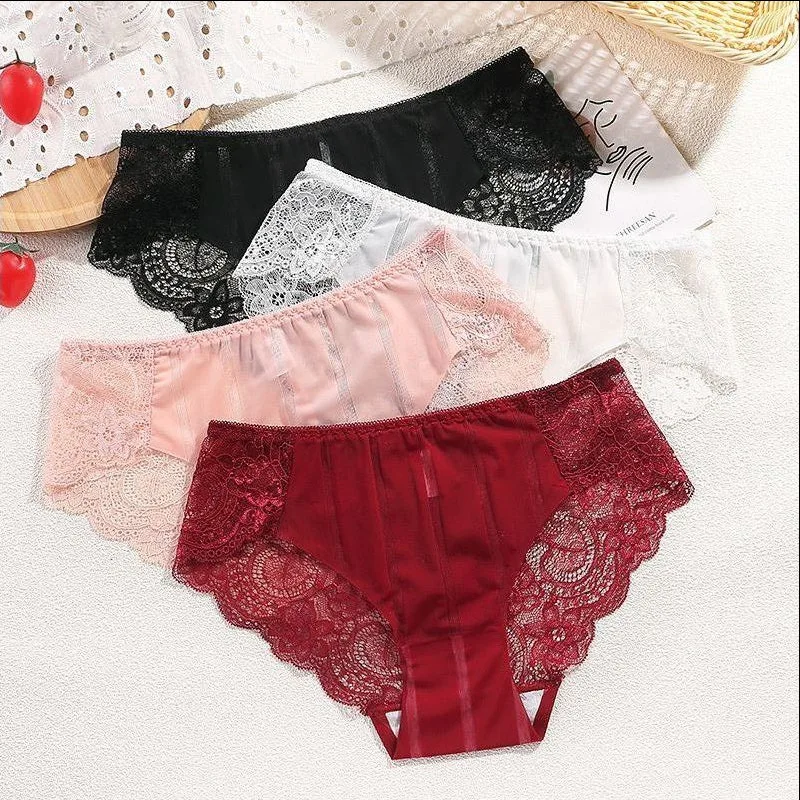 

Women's Cotton Underwear Sexy Lace Panties Seamless Comfort Lingerie Sweet Hollow Out Panties For Women Mid-Rise Intimate Briefs