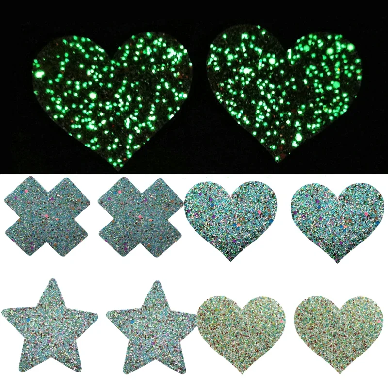

Sexy Nipple Pasties Invisible Disposable Breast Patch Clover Luminous Glitter Breast Lift Tape Chest Stickers Bara Nipple Covers
