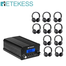 Retekess 10pcs TR104 Headphone   TR509 Wireless FM Broadcast Transmitter Radio Station Stereo For Church Meeting Translation