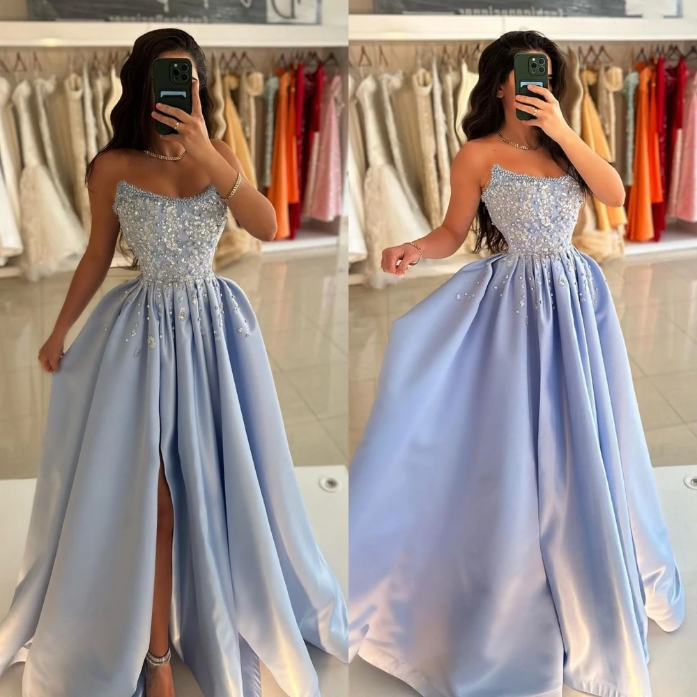 

Zhitomyr Intricate Exquisite Strapless Ball gown Beading Paillette / Sequins Draped Floor length Charmeuse Prom Dresses
