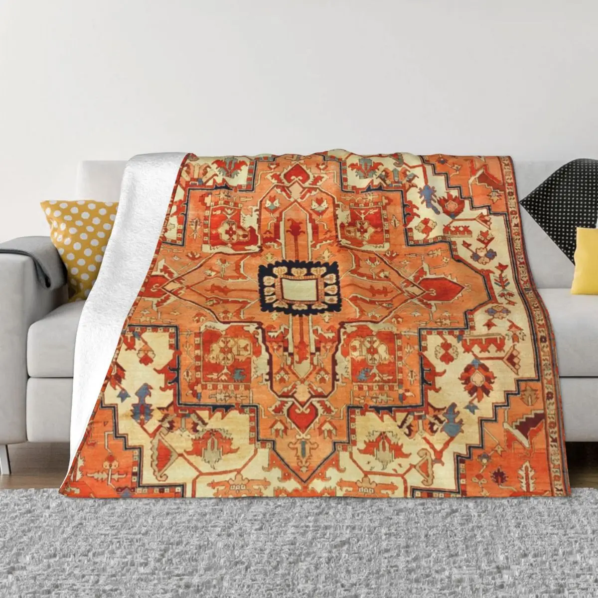 

Heriz Floral Vintage Persian Flannel Fleece Throw Blanket Warm Blankets Cotton Quilt Air Conditioner Home Sofa Bedroom Bedding