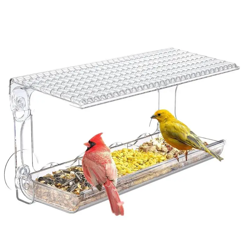 

Outdoor Window Bird Feeder Transparent Window Bird Feeder With Roof Cover Removable Suction Cups For Garden Patio Yard Decor