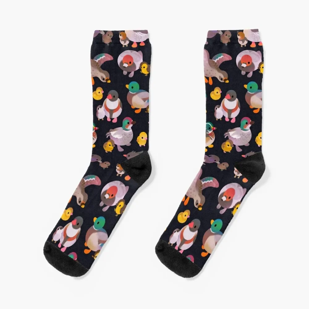 

Duck and Duckling - dark Socks anime kids heated with print Mens Socks Women's