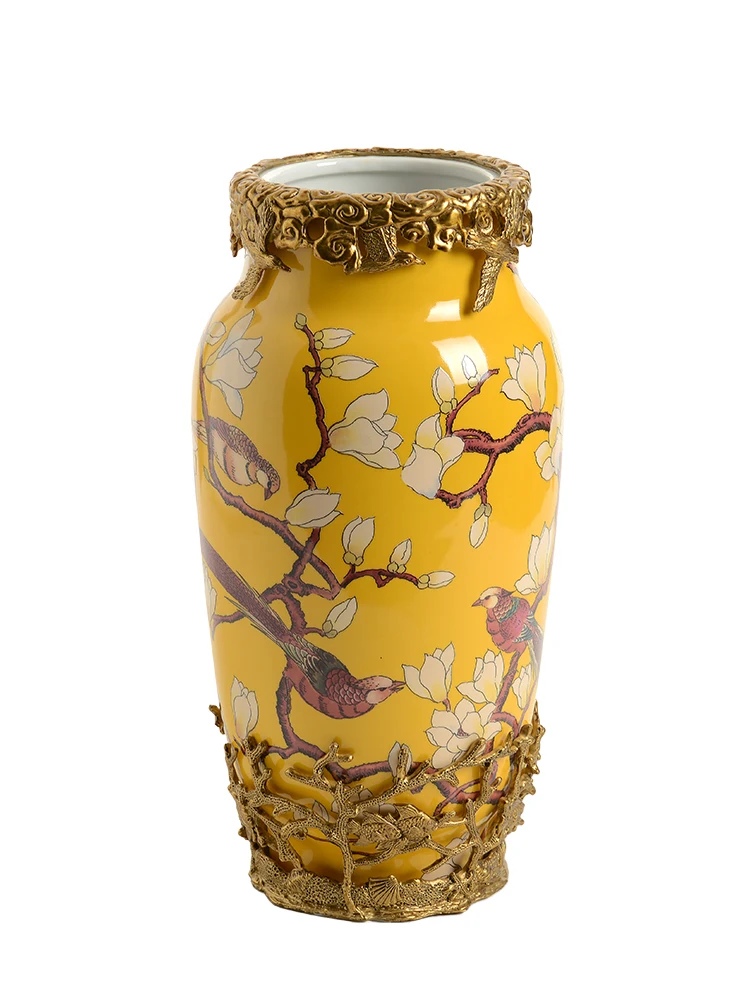 Ceramic with copper living room entrance vase ornaments luxury villa clubhouse flower vase
Ceramic with copper living room entrance vase ornaments luxury villa clubhouse flower vase