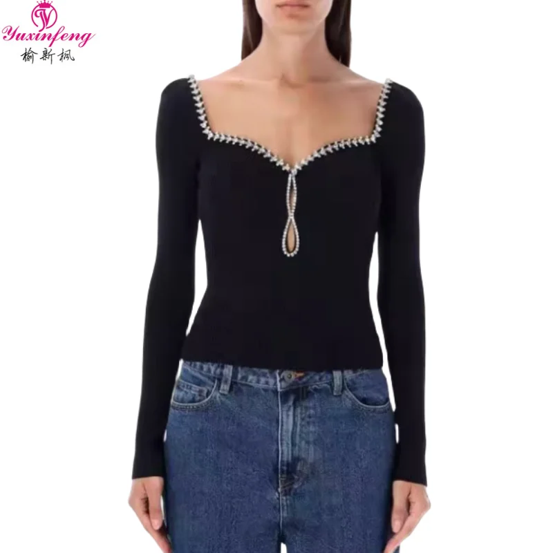 Yuxinfeng Heavy Luxury Diamond Sweater Ladies Square Neck Fashion 2023 Long Sleeve Top Knitted Pullover Oversize Women White
Yuxinfeng Heavy Luxury Diamond Sweater Ladies Square Neck Fashion 2023 Long Sleeve Top Knitted Pullover Oversize Women White