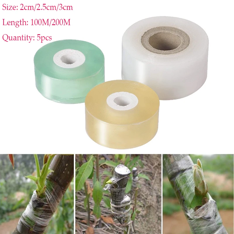 

5Roll Width 2cm/2.5cm /3cm Fruit Tree Grafting Membrane Film Stretchable Garde Plants Protection Nursery Tape Self Adhesive Film