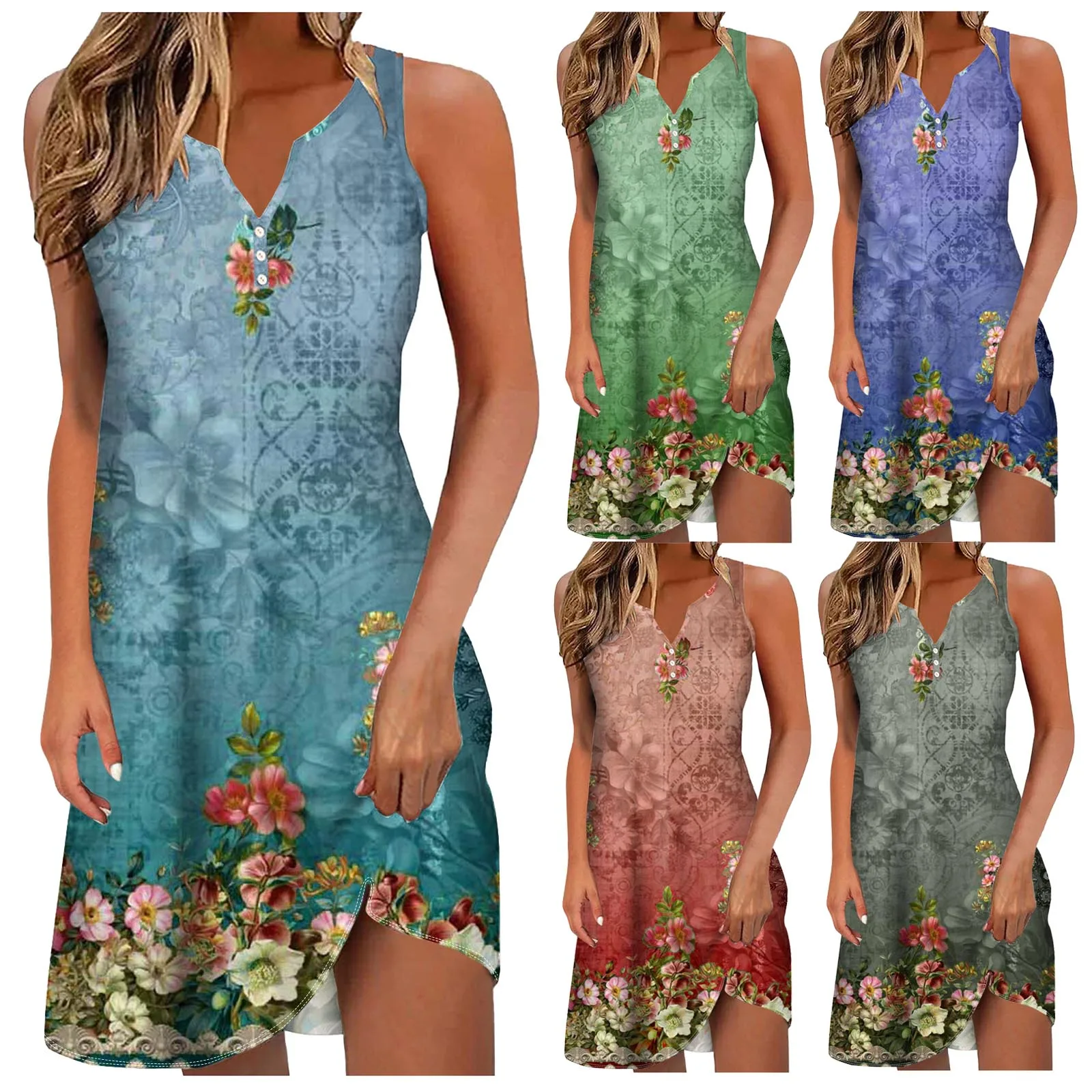 Womens Summer Boho Dress Casual Button Down V Neck Sleeveless Floral Beach Dress Sundress Dress Dresses for Women
Womens Summer Boho Dress Casual Button Down V Neck Sleeveless Floral Beach Dress Sundress Dress Dresses for Women