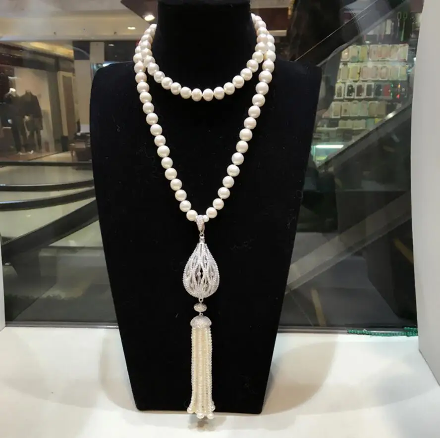 Длинная цепочка для свитера 9-10 мм, с натуральным пресноводным жемчугом
Длинная цепочка для свитера 9-10 мм, с натуральным пресноводным жемчугом