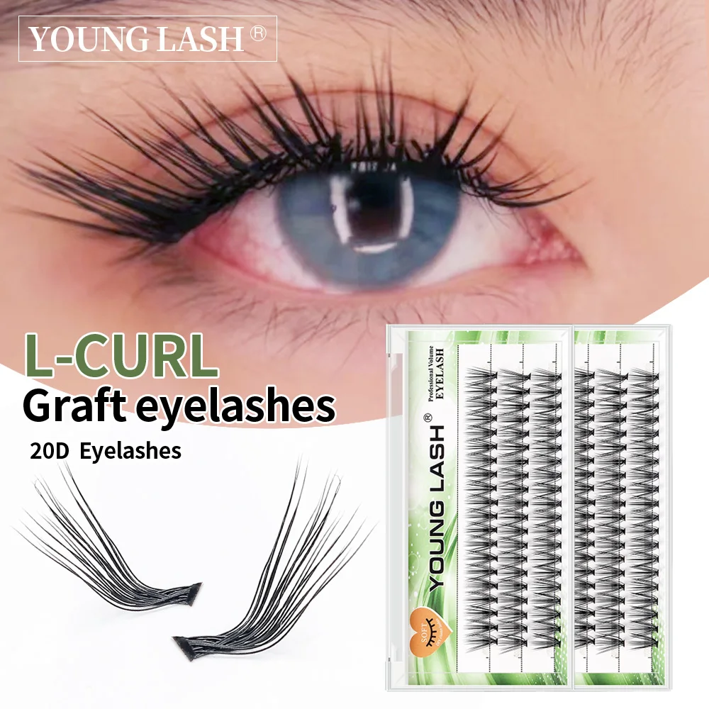 

YOUNG LASH 20D L Curl Cluster Eyelash Extensions Natural Soft Individual Lashes Makeup Tools Cilias Volume Premade Fans