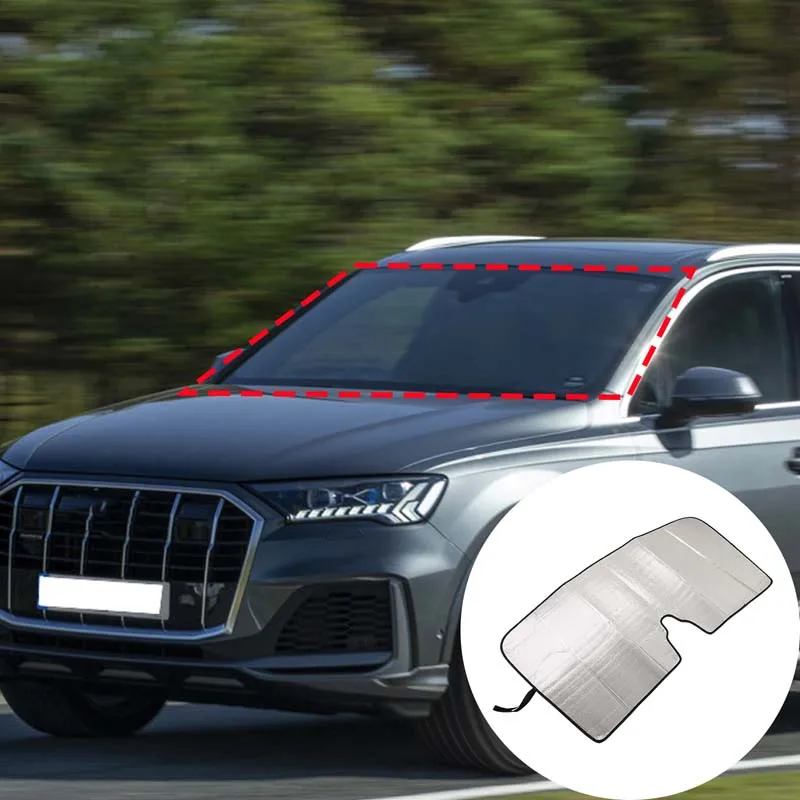 

For 2020-2023 Audi Q7 Aluminum Foil Silver Car Front Glass Sunshade Car Interior Protection Accessories 1Pcs