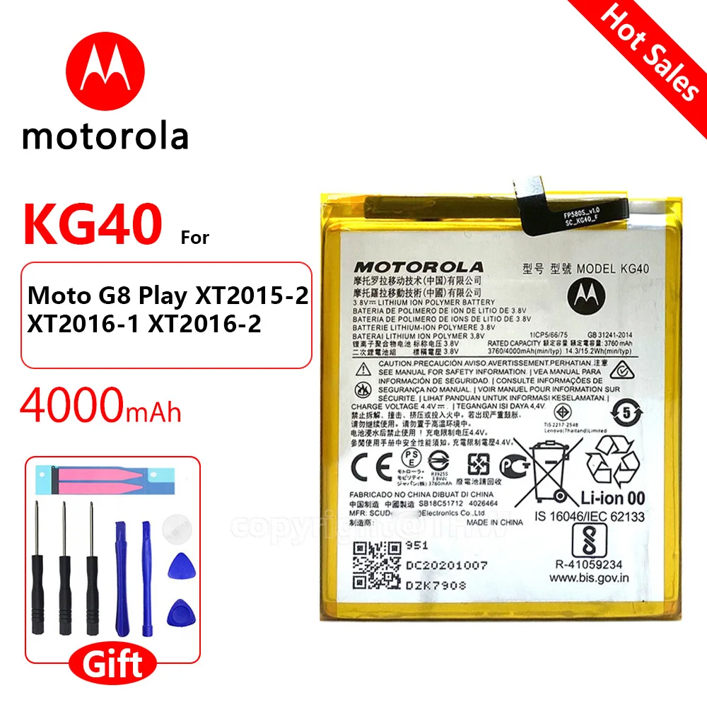 

Original Motorola 4000mAh KG40 Battery For Motorola Moto G8 Play Moto One Macro, One Macro Dual SIM, XT2015-2, XT2016-1 XT2016-2