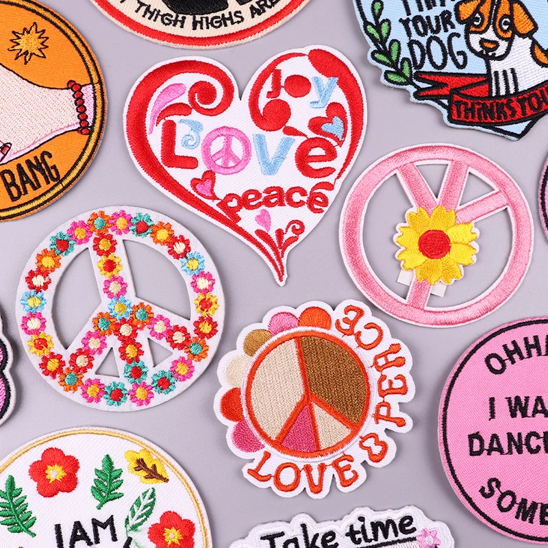 Jean Embroidered DIY Love Peace Patch Cartoon Letter Flower Embroidery Patch Iron On Patches For Clothing thermoadhesive Patches
Jean Embroidered DIY Love Peace Patch Cartoon Letter Flower Embroidery Patch Iron On Patches For Clothing thermoadhesive Patches