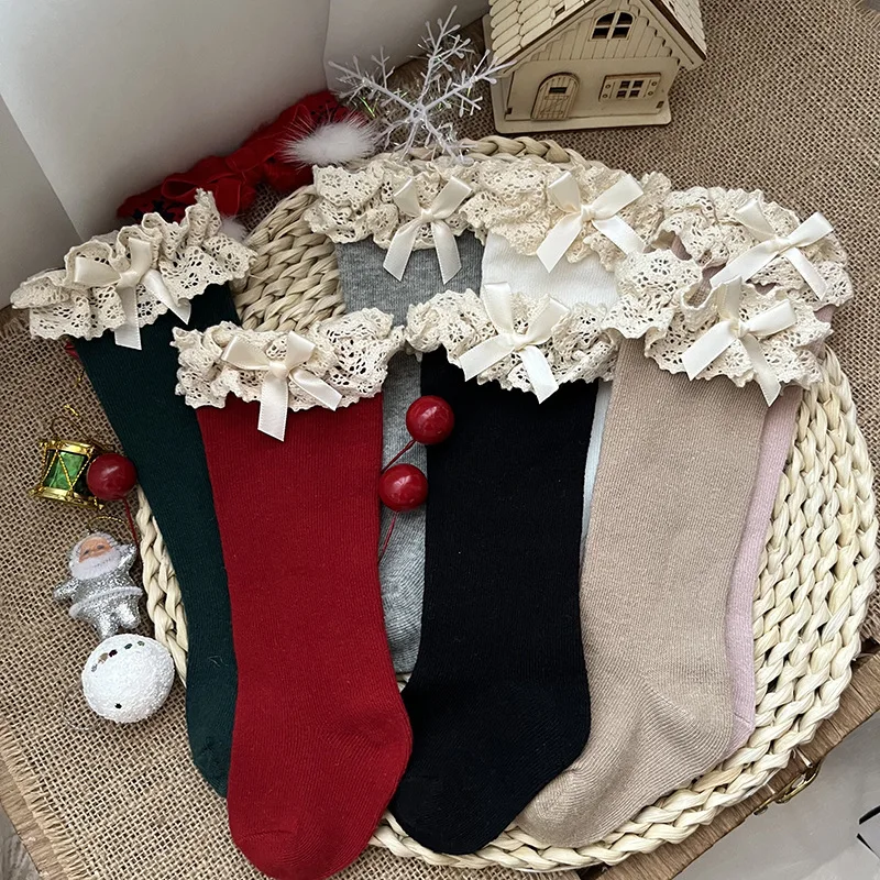 New Autumn Winter Girls Knee High Socks Ruffle Lace Kids Long Sock Cotton Toddlers Princess Christmas Socken For Baby 0-5Y
New Autumn Winter Girls Knee High Socks Ruffle Lace Kids Long Sock Cotton Toddlers Princess Christmas Socken For Baby 0-5Y