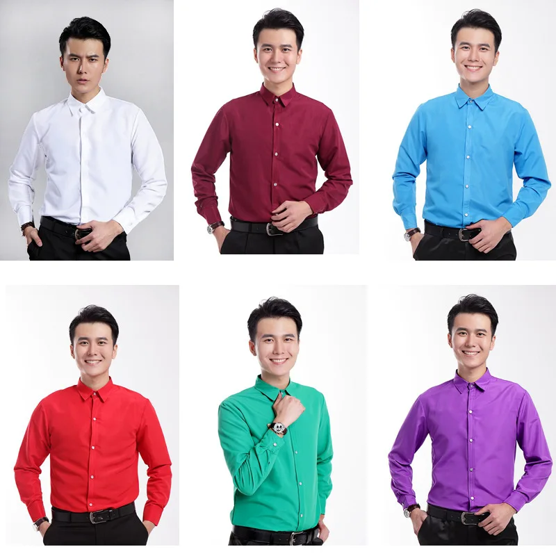 

Men's Colorful Shirt Stage Costume Graduation Season Photo Chorus Long Sleeve Solid Color Shirt Photo Studio Photography Photo