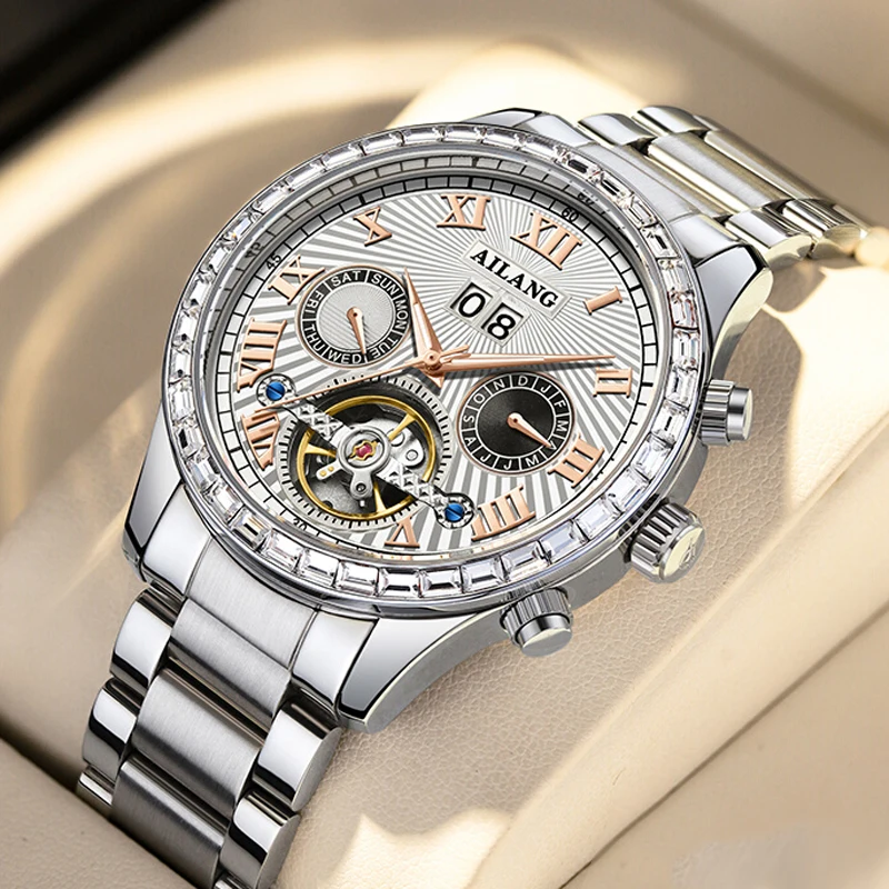 AILANG Luxury Tourbillon Wristwatch Luminous Waterproof Date Men Watch Stainless Steel Automatic Mechanical Men's Watches Reloj
AILANG Luxury Tourbillon Wristwatch Luminous Waterproof Date Men Watch Stainless Steel Automatic Mechanical Men's Watches Reloj