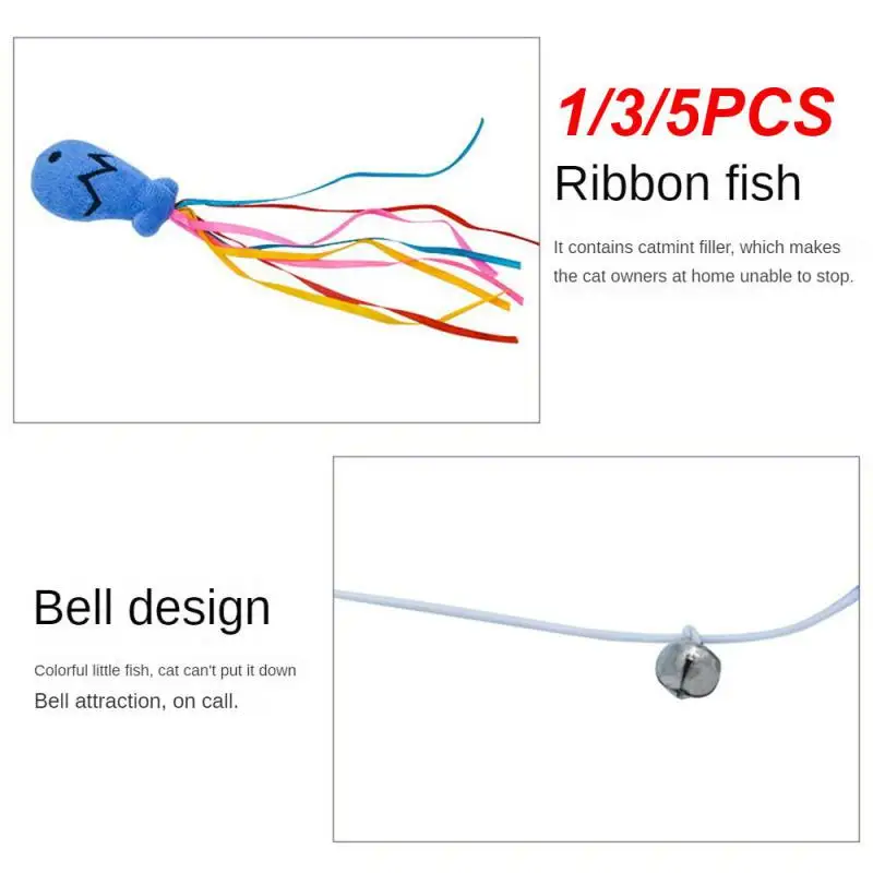 

1/3/5PCS Interactive Cat Toy Funny Colored Mint Fish Tassel with Bell Cat Stick Toy for Kitten Playing Teaser Wand Toy Pet