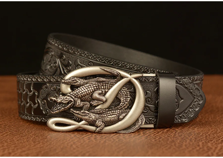 SupSindy Men Genuine Leather Belt Luxury Gold Crocodile Metal Automatic Buckle Cowhide Belts for Men Jeans Waistband Male Strap SupSindy Men Genuine Leather Belt Luxury Gold Crocodile Metal Automatic Buckle Cowhide Belts for Men Jeans Waistband Male Strap
