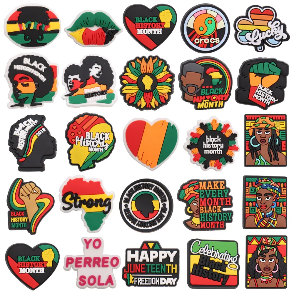 50Pcs Wholesale PVC Make Every Month Black History Month DIY Adult Backpack Croc Jibz Slipper Shoe Buckle Clog Shoe Decorations
50Pcs Wholesale PVC Make Every Month Black History Month DIY Adult Backpack Croc Jibz Slipper Shoe Buckle Clog Shoe Decorations