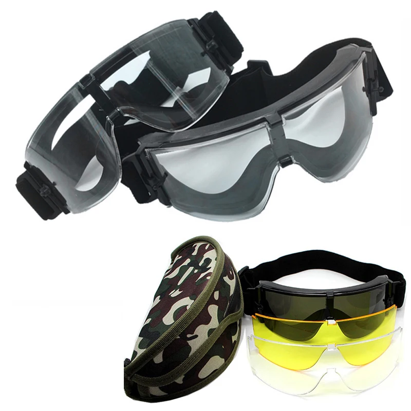 

Outdoor Military Goggles X800 Hunting Tactical Glasses Airsoft Paintball Sport Men's Sunglasses UV Protection 3 Lens