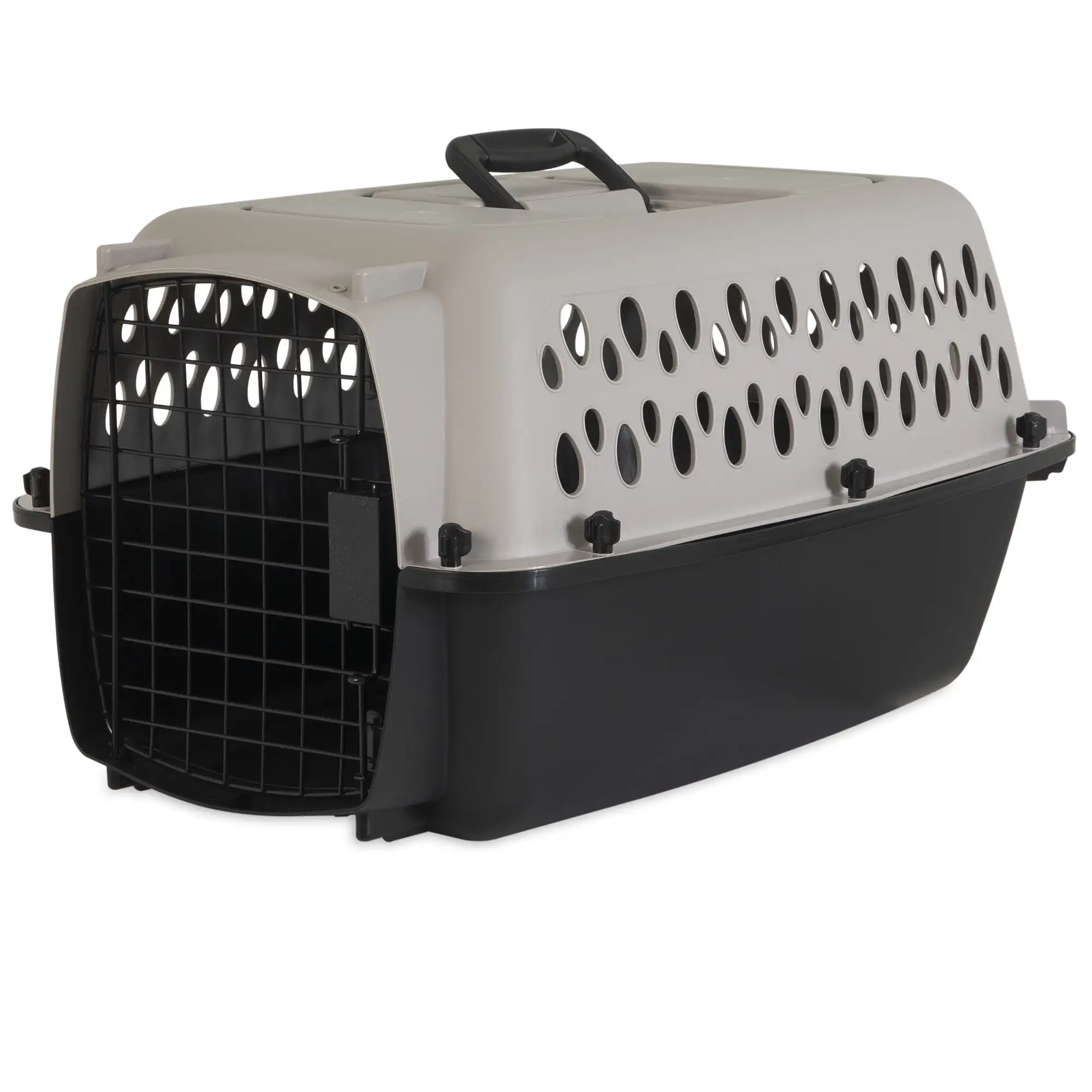 

Vibrant Life Pet Kennel Small 23" Dog Crate, Plastic Travel for Pets up to 15 lb, Grey