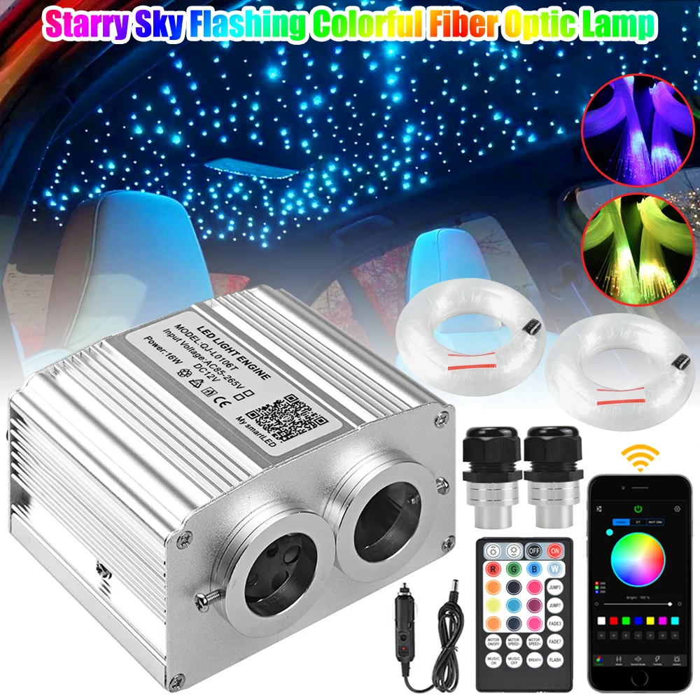 

DC12V 16W Twinkle Fiber Optic Star Ceiling Lights Kit RGBW Car Roof Star Light Smart App Sound Control Starry Sky Ceiling Lamp