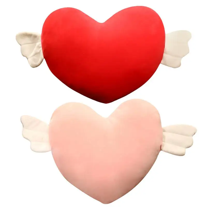 

Heart Throw Pillow Stuffed Plush Doll Toy Car Headrest Plush Love Pillow Angel Wings Soft Cushion for kids Home Decoration