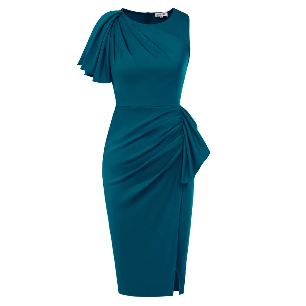 GRACE KARIN Summer Formal Midi Dresses For Women Wrap V-Neck Asymmetrical Sleeve Rouched Bodycon Cocktail Dresses Tie Front
GRACE KARIN Summer Formal Midi Dresses For Women Wrap V-Neck Asymmetrical Sleeve Rouched Bodycon Cocktail Dresses Tie Front