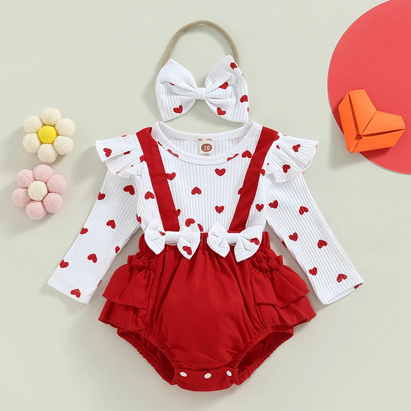 Infant Bodysuit Girls Clothes 2Pcs Newborn Heart Print Long Fly Sleeve Crew Neck Ruffles Jumpsuits with Bow Headband Streetwear
Infant Bodysuit Girls Clothes 2Pcs Newborn Heart Print Long Fly Sleeve Crew Neck Ruffles Jumpsuits with Bow Headband Streetwear
