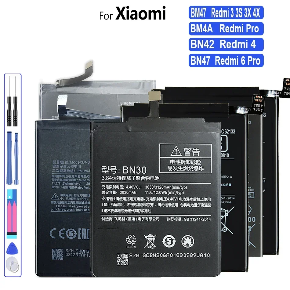 Запасная аккумуляторная батарея с реальной емкостью, BM4A, BM47, BN47, BN42, для Xiaomi Redmi 3, 4, 6 Pro, 6Pro, 3S, 3X, 4X, инструменты
Запасная аккумуляторная батарея с реальной емкостью, BM4A, BM47, BN47, BN42, для Xiaomi Redmi 3, 4, 6 Pro, 6Pro, 3S, 3X, 4X, инструменты