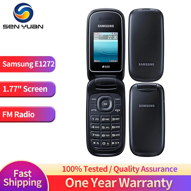 

Original Unlocked Samsung E1272 2G Mobile Phone Dual SIM Card 1.77'' FM Radio 800mAh GSM 900 / 1800 CellPhone