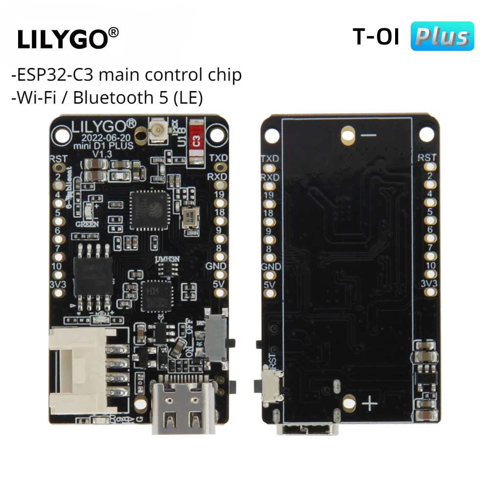 LILYGO®TTGO T-OI Plus ESP32-C3 MCU Беспроводная плата схем разработки модуля Wi-Fi Bluetooth с держателем аккумулятора 16340