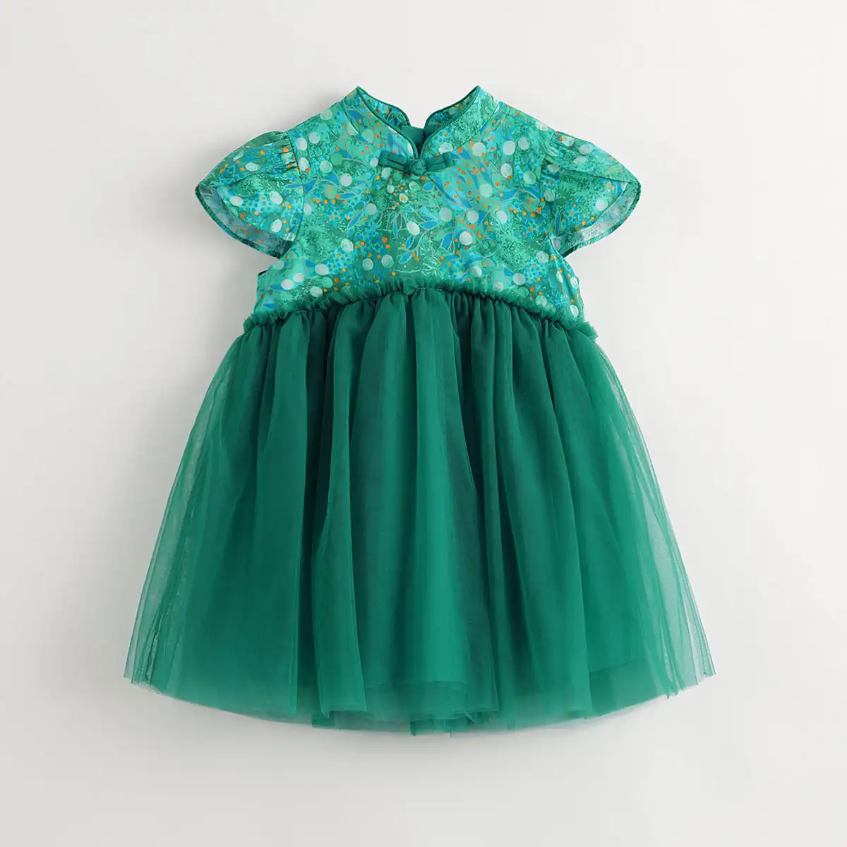 

MARC&JANIE Girls New Chinese-style Green Shade Summer Qipao Dress for Summer French Series 240750