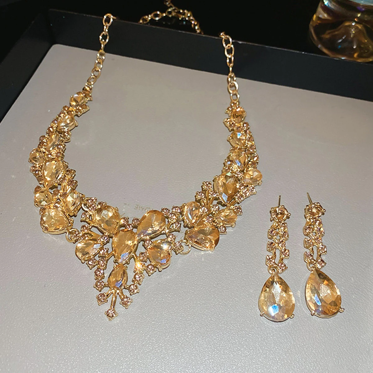 Light Luxury Water Drops Jewelry Set for Women Flash Crystal Glass Necklace Earrings Set Banquet Wedding Anniversary Accessories 2 Mallzona S6050bb804402425796d3b5eb241719ac3 Light Luxury Water Drops Jewelry Set for Women Flash Crystal Glass Necklace Earrings Set Banquet Wedding Anniversary Accessories Mallzona