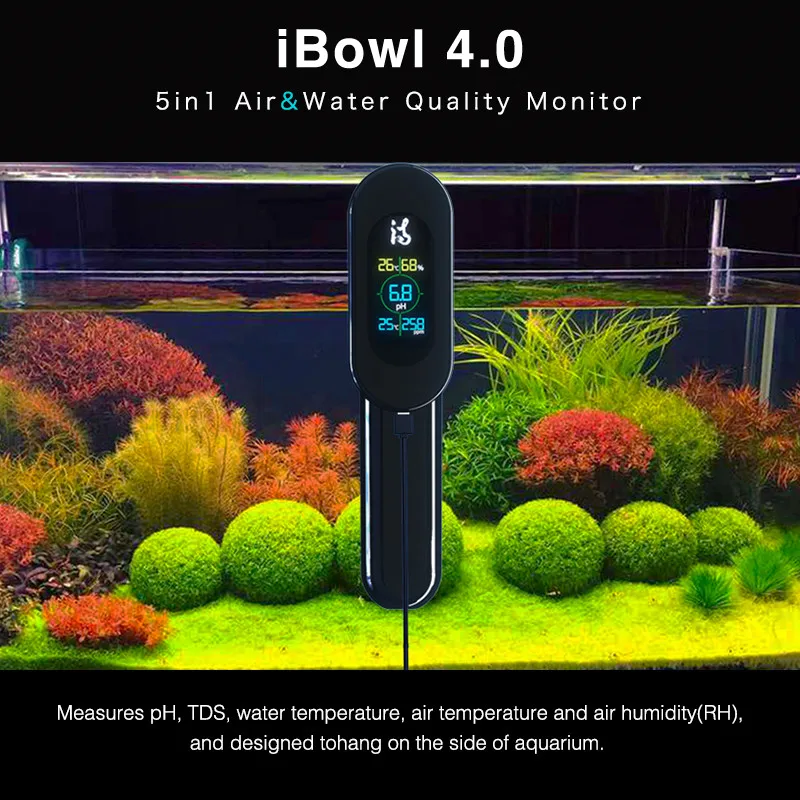 

iBowl 4.0 Aquarium Water Quality Monitor 5in1 TDS/PH/Temp/humidity Meter Water Quality Real-time digital meter marine tank