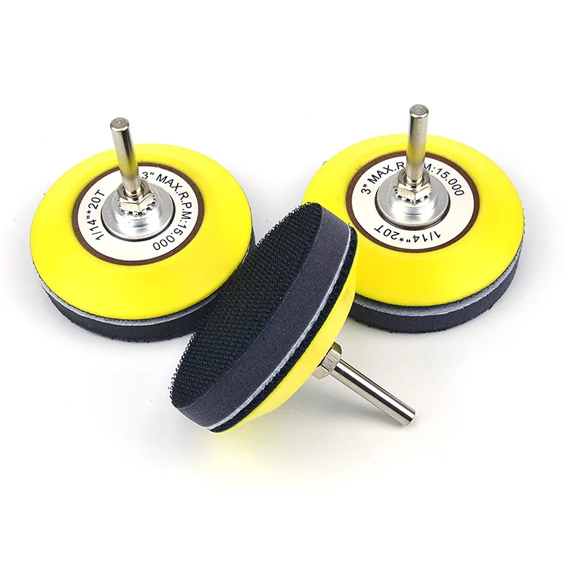 

3 Inch (75mm) Hook and Loop Sanding Pad for Sanding Discs with 6mm Dia Shank Drill Attachment + Buffering Pad(3 Pack)