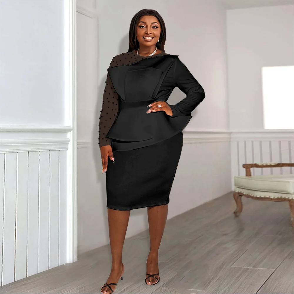 Women White Party Dress Sexy Long Sleeve Beading Mesh Patchwork Peplum Elegant Knee Length Christmas Event Evening African Gowns
Women White Party Dress Sexy Long Sleeve Beading Mesh Patchwork Peplum Elegant Knee Length Christmas Event Evening African Gowns