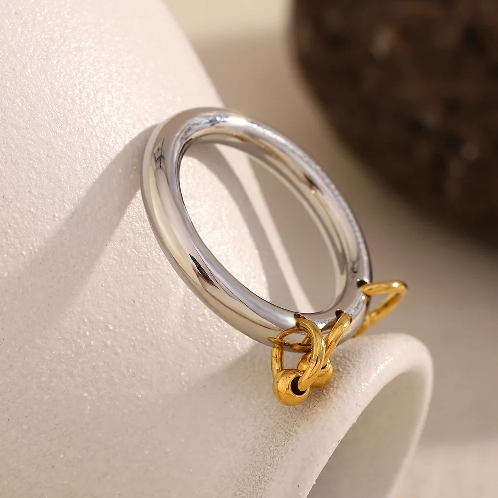 316L Stainless Steel Two-color Mix Color Rings for Women Men Waterproof Jewelry Women's Charm Statement Ring Cool Gifts Anillos 28 S6056b902c0fd4626a8a63e2c74bb396cX