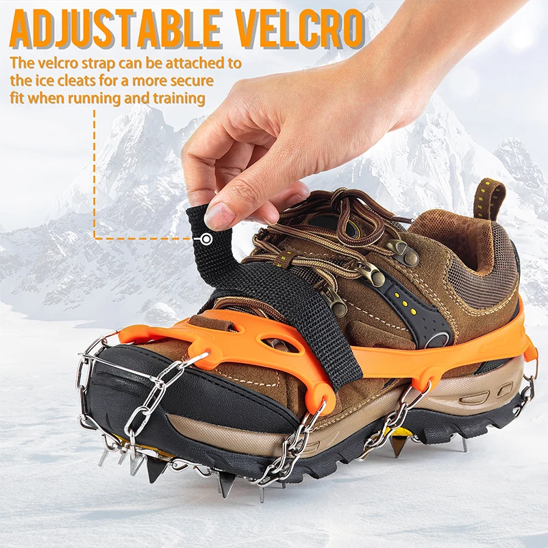 

Ice Cleats, Snow Grips Walk Traction Crampons with 19 Anti-Slip Stainless Steel Spikes for Boots Shoes Hiking Walking Jogging Mo