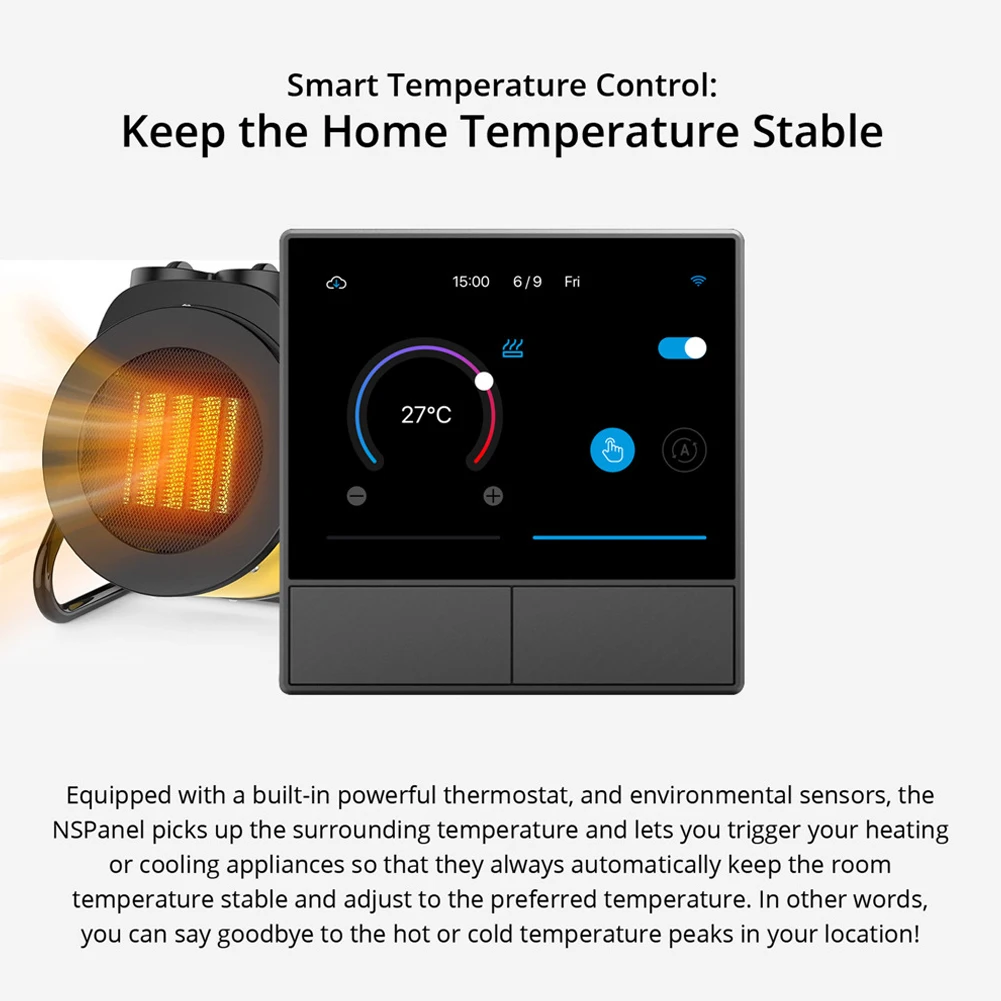Настенный выключатель NSPanel Smart Scene, умный переключатель с Wi-Fi, двухсторонняя панель управления умным домом, автоматический термостат, товары для умного дома
Настенный выключатель NSPanel Smart Scene, умный переключатель с Wi-Fi, двухсторонняя панель управления умным домом, автоматический термостат, товары для умного дома