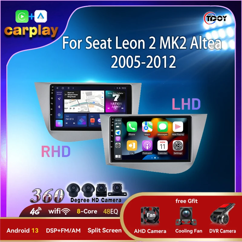 

Autoradio 2Din Android Carplay For Seat Leon 2 MK2 Altea 2005-2012 Autoradio wifi gps Car Radio Multimedia Player Automotive